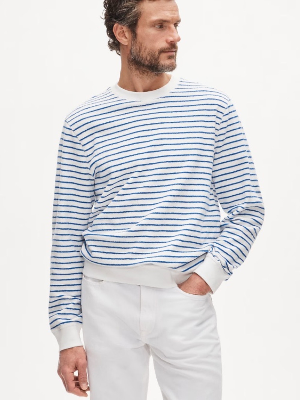 J crew Terry cloth crewneck in stripe